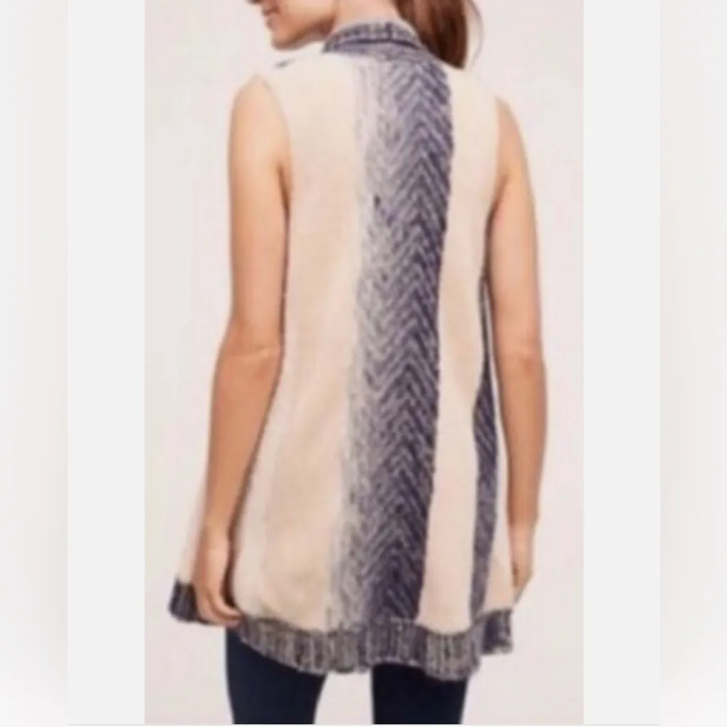 Anthropologie Mabli Vest By Sleeping on Snow Women XS/S Wool Blend Open Sweater Blue - Image 2