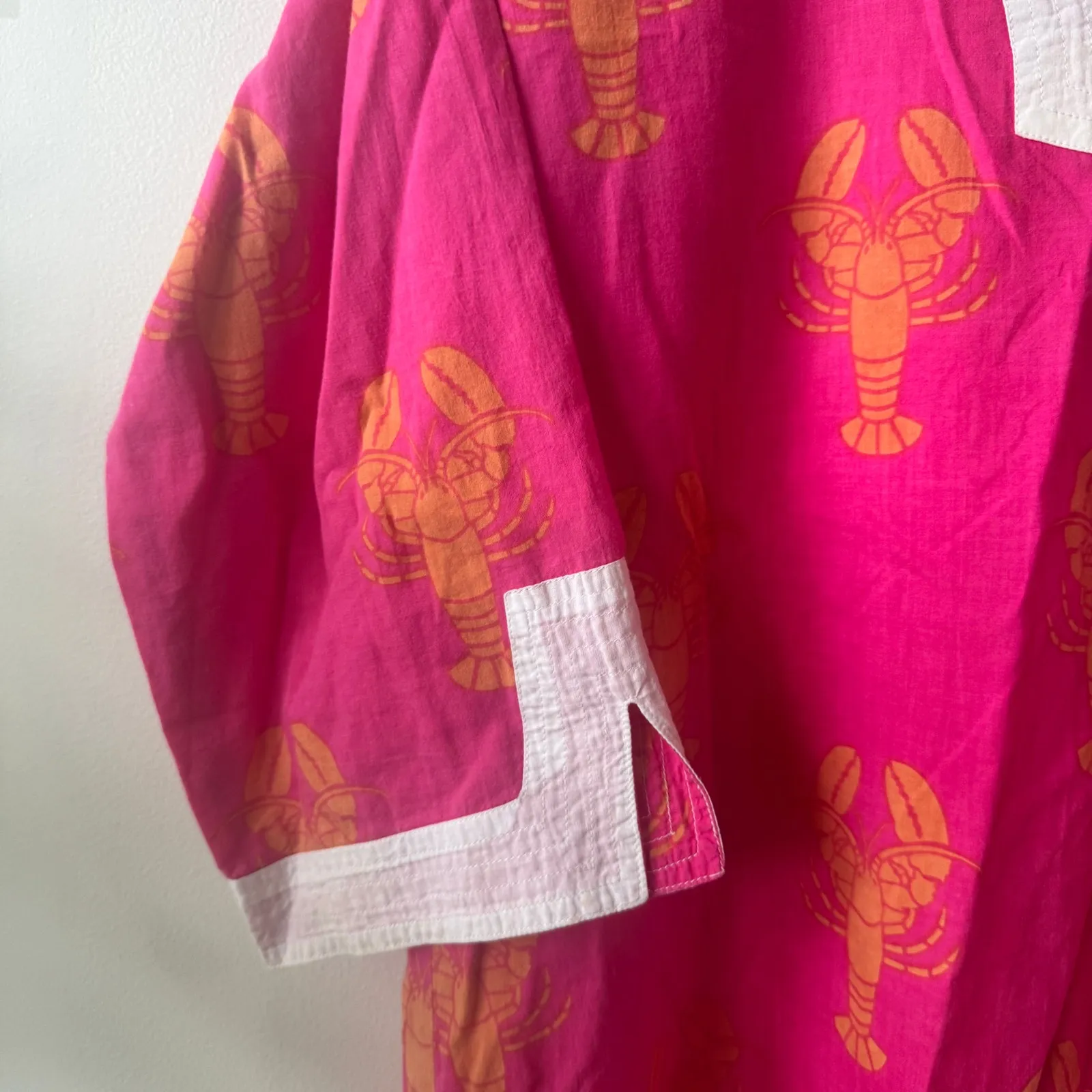 Top It Off Top Women L Pink Orange Lobster Novelty Tunic Coastal Beach Cotton Size L - Image 3