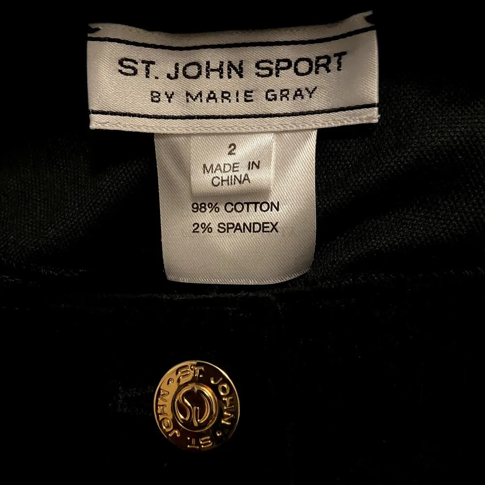 St. John Sport Pants Velvet studded embellished New NWT size 2 Black - Image 2