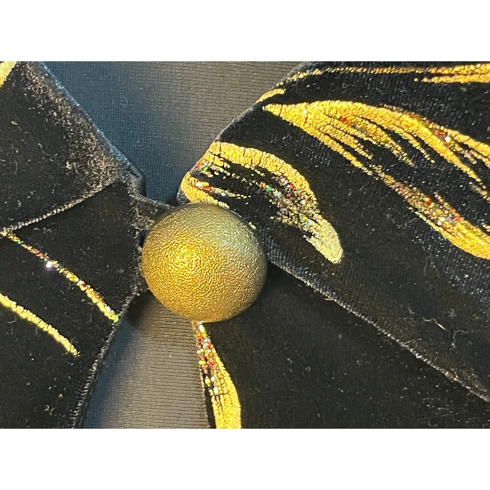 VTG Another Thyme Cardigan Jacket 4X Black Velvet Gold Glitter Leaves Whimsigoth - Image 4