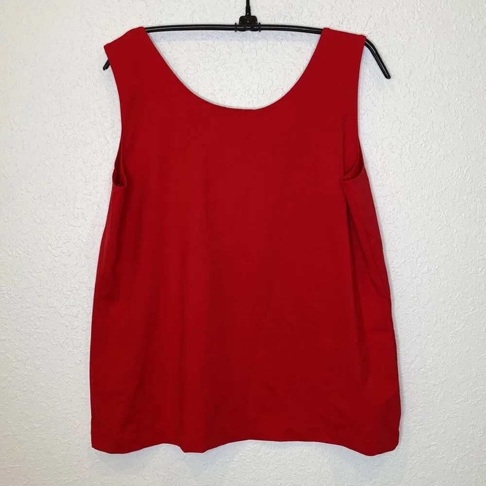 Chico’s Red Sleeveless Stretchy Tank Top EUC Sz XL Casual Nylon Spandex - Image 4