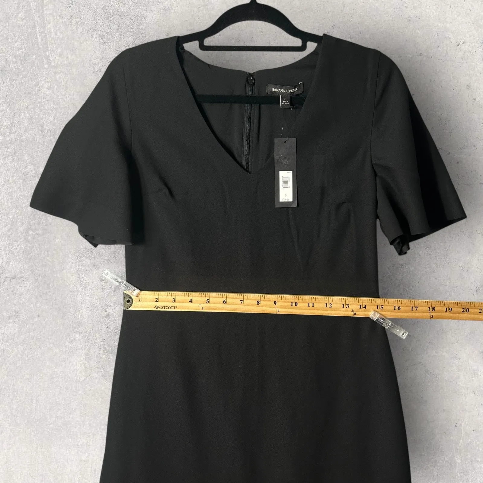 New Banana Republic Flutter Sleeve Midi Dress‎ Black Work Evening Women 6 - Image 8