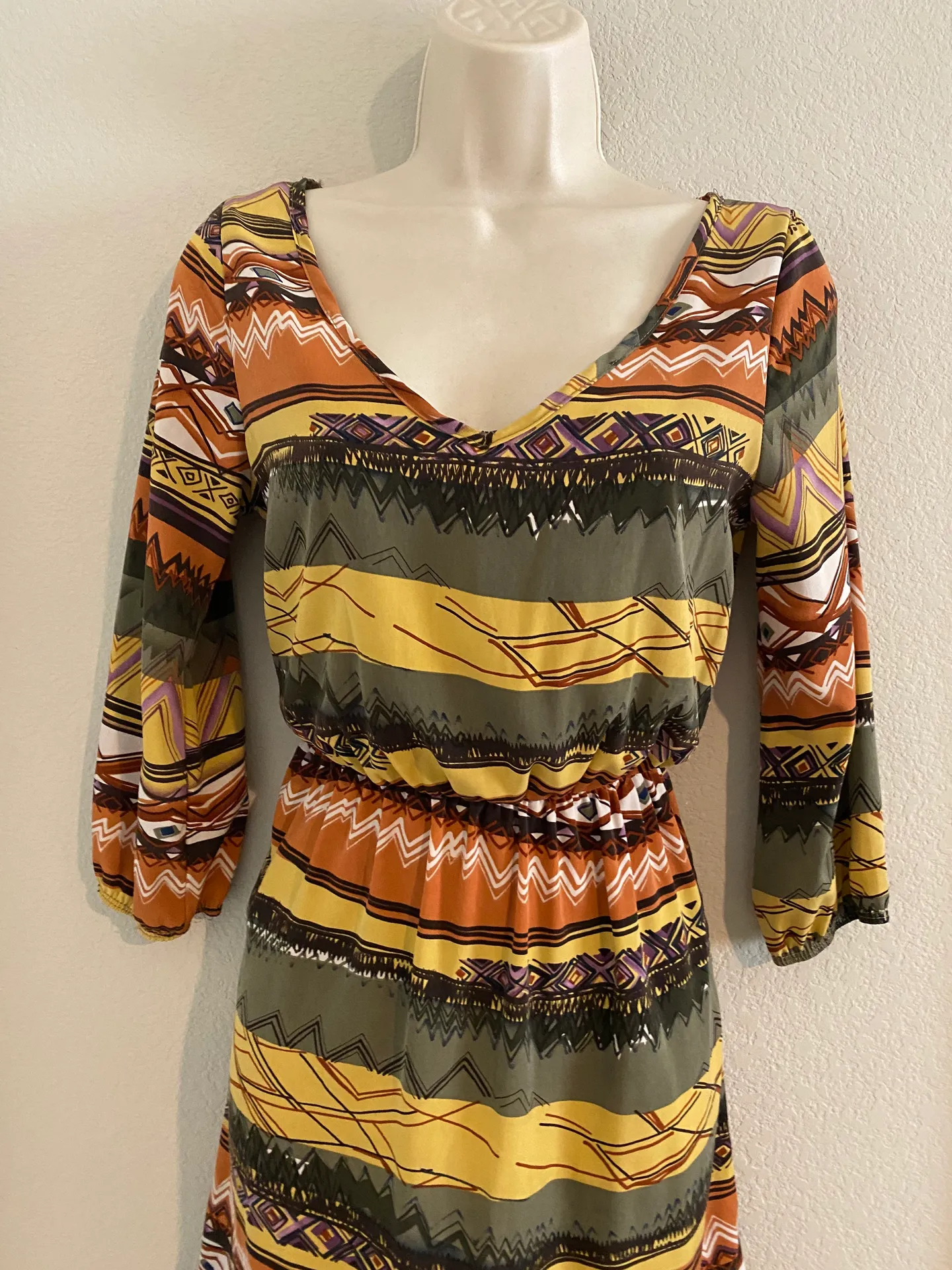 Like new  Clothing boho print dress. Sz S - Image 4