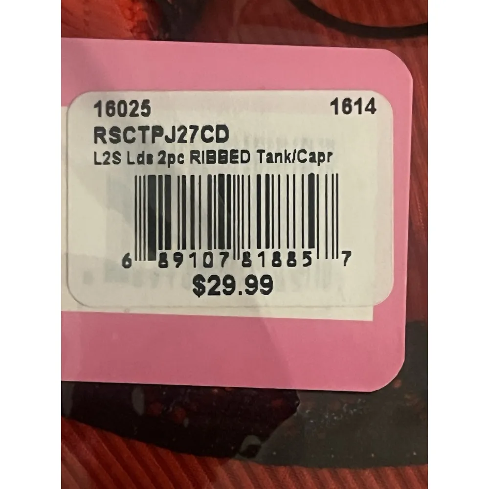 Love to Sleep Pajama Set 2 Piece Womens Size Small Red Black Cami Capri Bottoms - Image 10