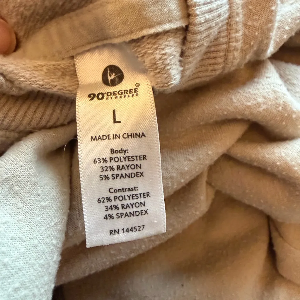 90 Degree By Reflex Light Tan Hoodie Size L - Image 3