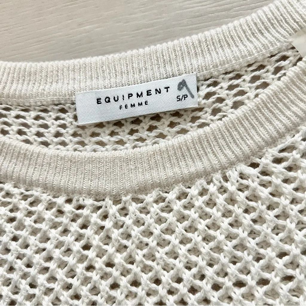 Equipment Femme Sloane Colorblock Mesh Cashmere Blend Sweater Size Small - Image 4