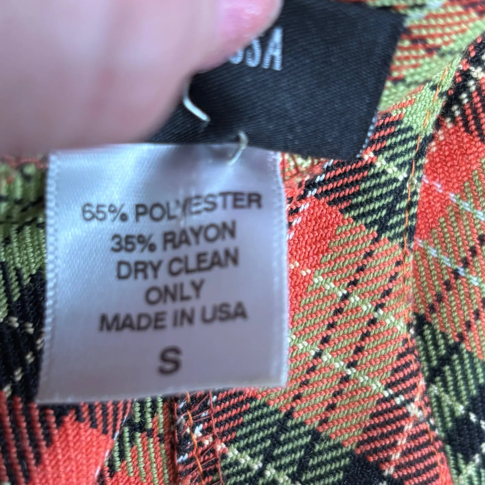 Retrolicious Orange Green Plaid Fit & Flare Dress With Pockets Size Small Retro - Image 10