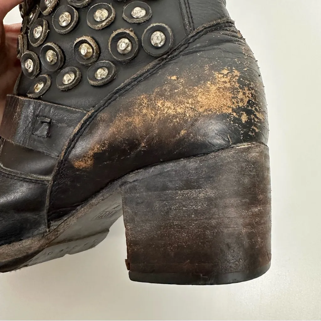 Frye Vera Disc Jenna Heeled Studded Moto Boots - Image 11