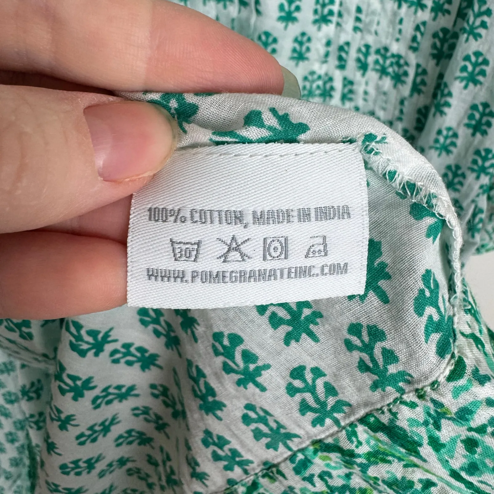 House of Pom Womens Floral Mini‎ Dress in Green Sz XS Sheer Lightweight Boho - Image 11