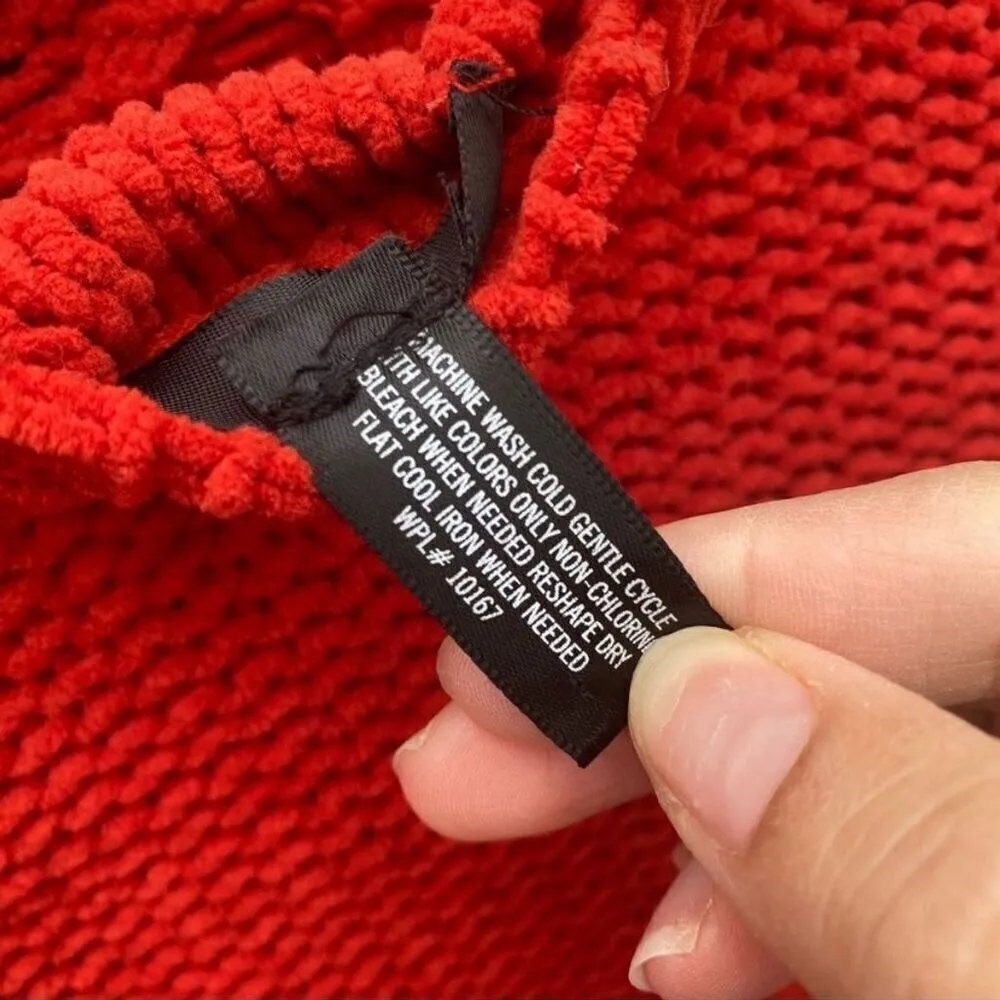 AQUA Women's XS Brick Red Cable-Knit Pullover Sweater Casual - Image 5