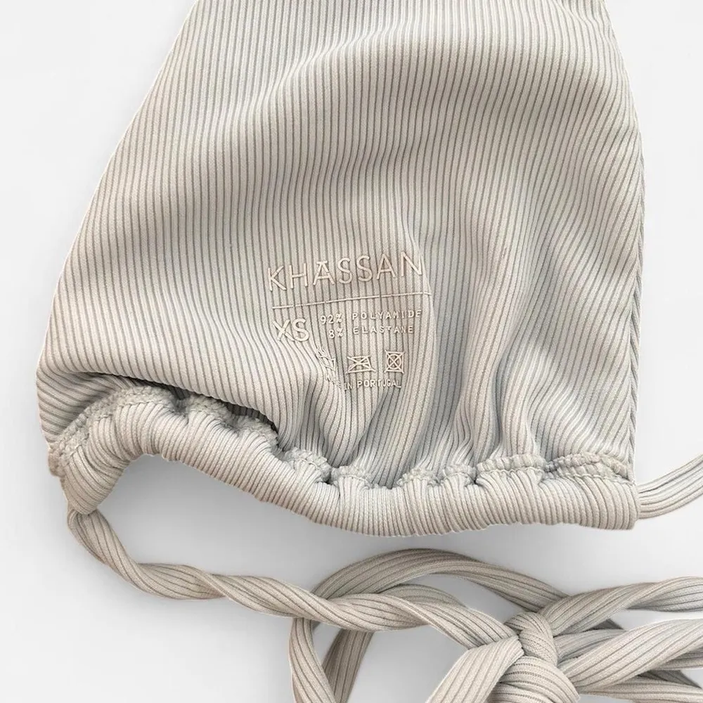 Khassani halter light blue ribbed knit bikini swim top xs - Image 3