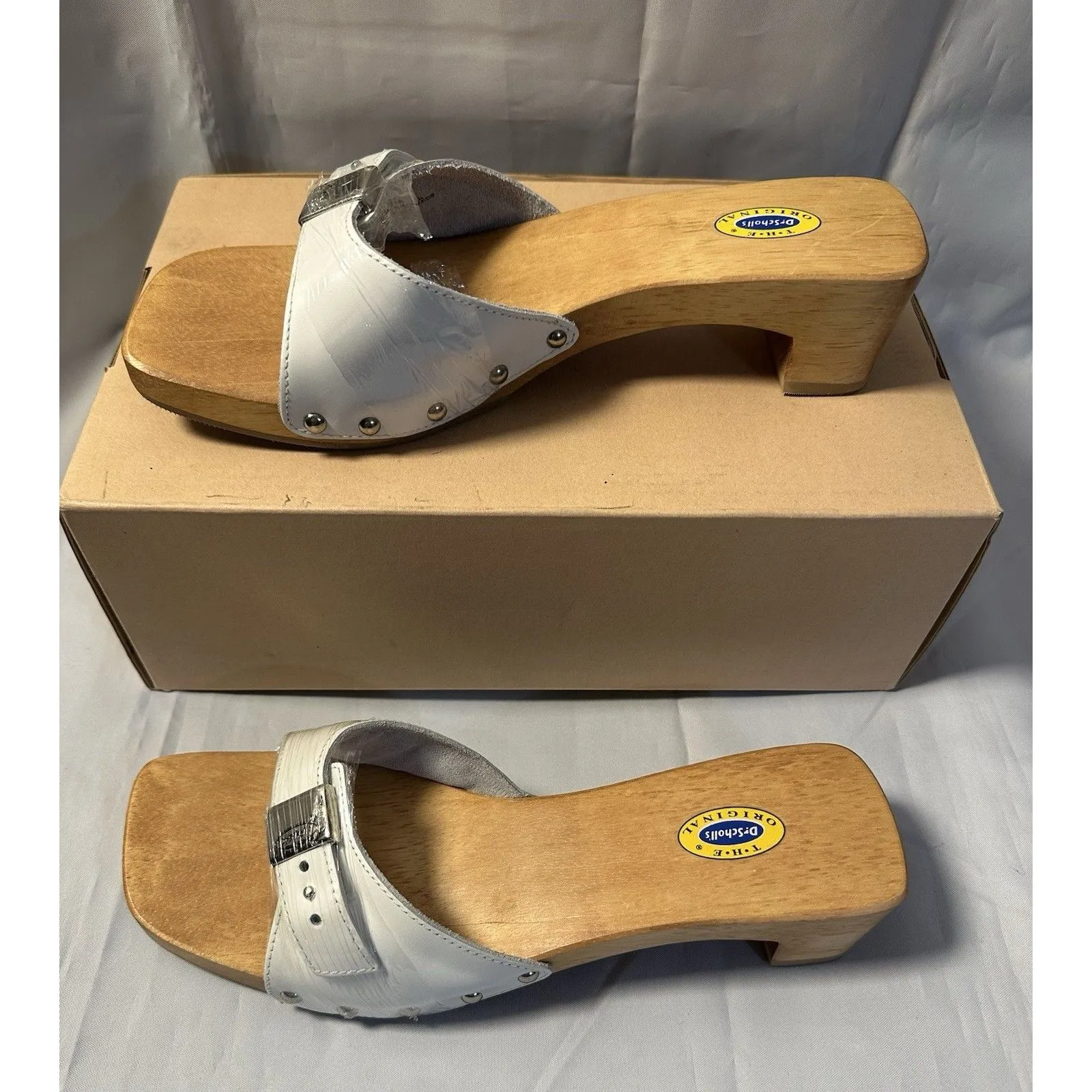 Dr. Scholl’s The Original Sandal Slide Clog SPECIAL White Smooth Leather Sz 9M - Image 3