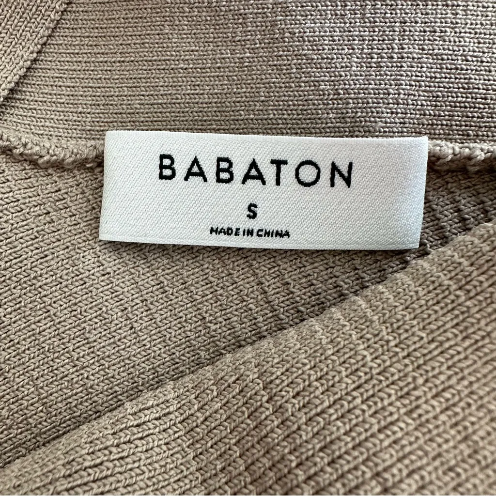 Aritzia Babaton Sculpt Knit Criss Cross Ribbed Cropped Tank Top Tan Beige Size S - Image 7