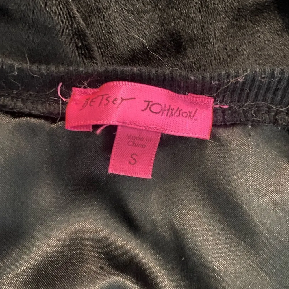 Betsey Johnson SZ S black crushed velvet New Years Eve Pajama / Lounge T… - Image 6