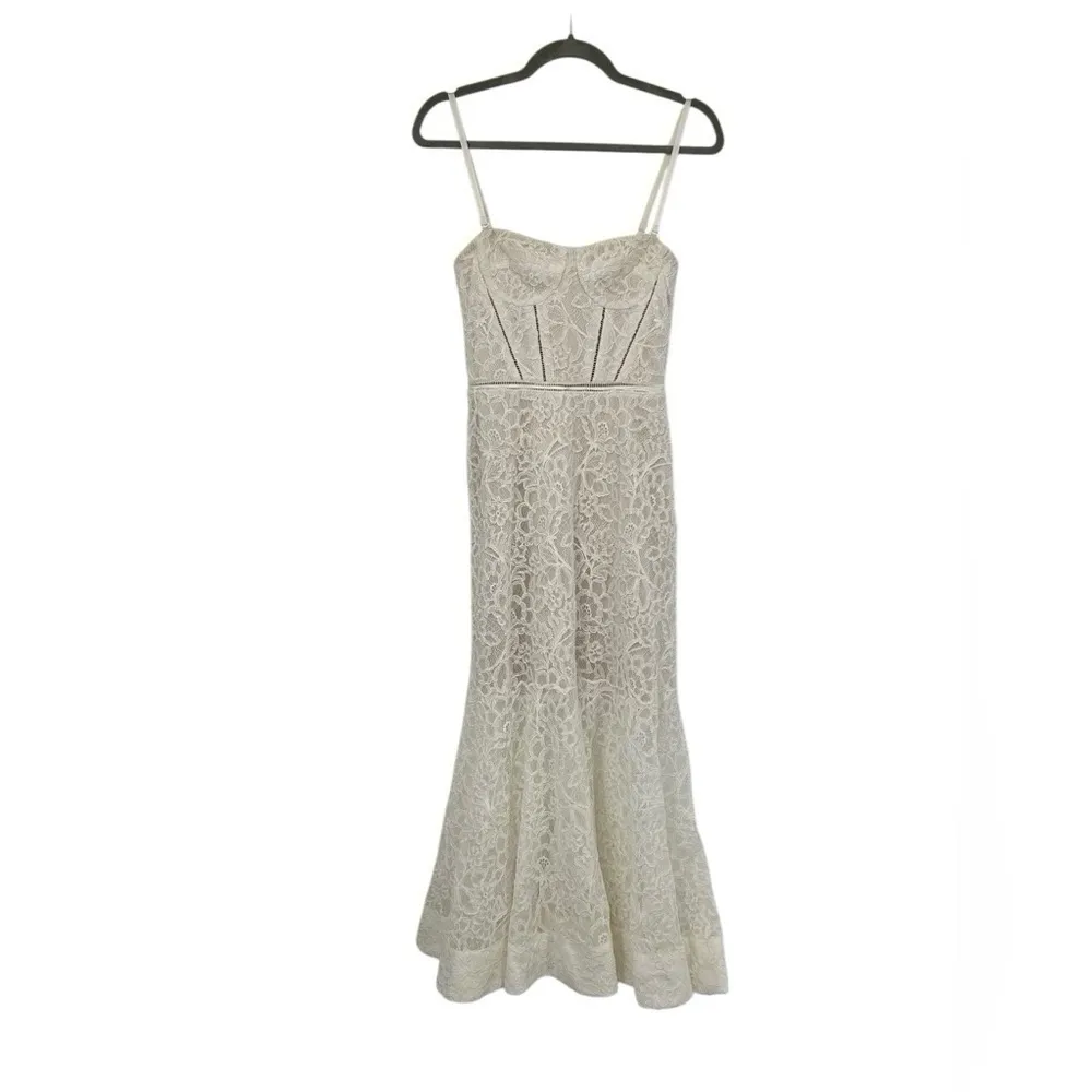 Jonathan Simkhai Ivory Lace Bustier Midi Dress XS Bridal Shower Rehearsal Guest White - Image 16