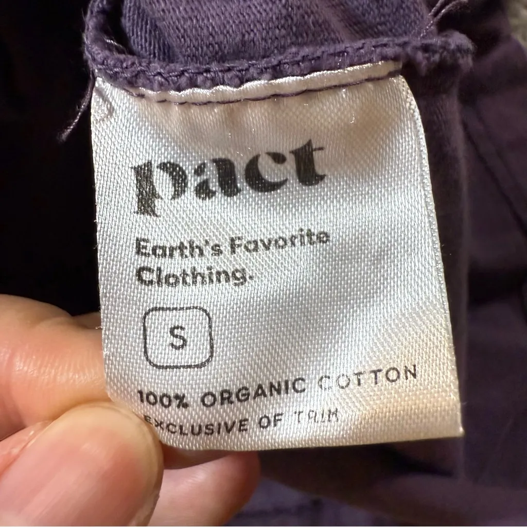 Pact women’s purple short sleeve polo dress 100% organic cotton pockets small - Image 6