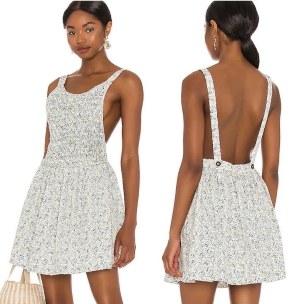 Free People Petunia Floral Printed Overalls Open Back mini dress NWT - Image 9