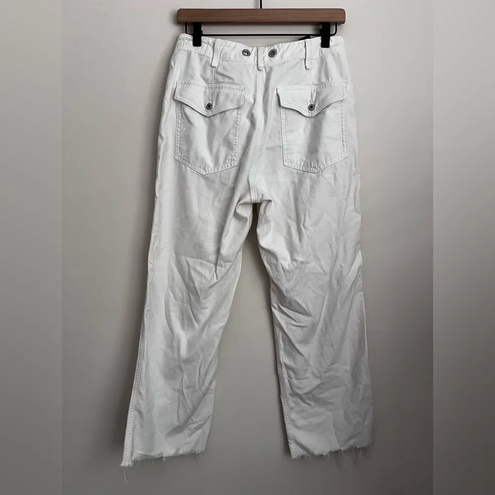 Rag & Bone Wide leg pants Super High Waist Frayed Hem Chinos Vintage White 27 - Image 3