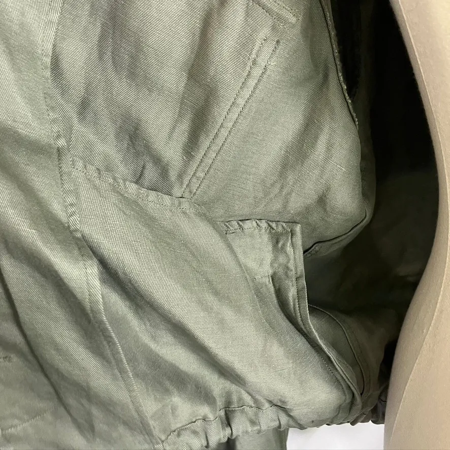 Rails Sage Military Jacket Women's Medium Green Utility Drawstring Lyocell Linen - Image 12