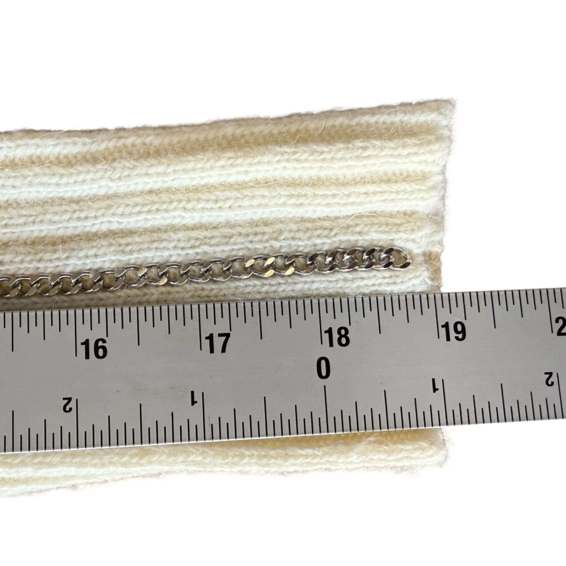 Paige Cream/Custard Helena Sweater Chain Detail Lambs wool Blend Women’s Size S - Image 13