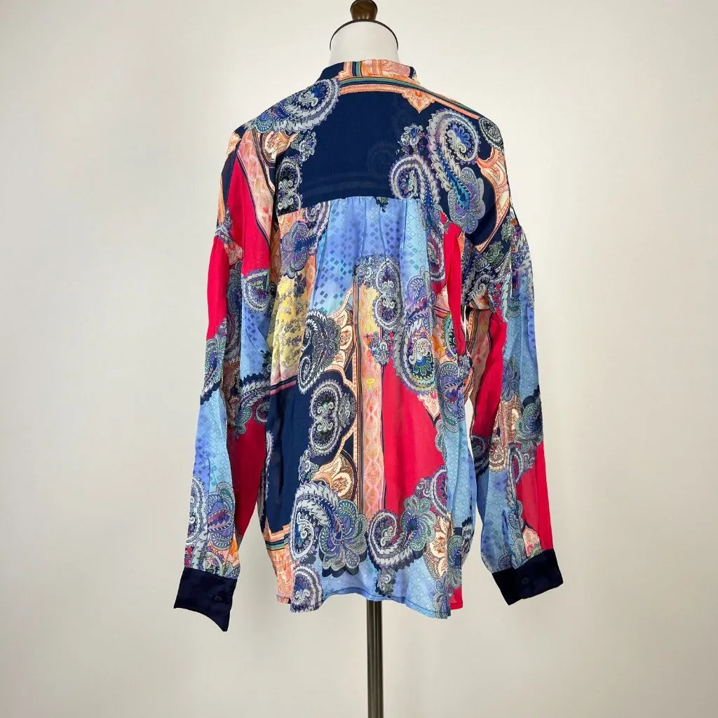 NWOT Johnny Was Onda Shirt Blouse Womens Multicolor Paisley Button Down Boho XS - Image 8