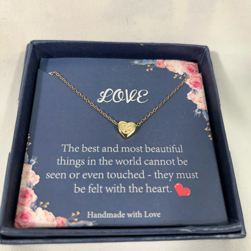 Monooc Initial G on Gold Heart‎ Pendant Necklace 14K gold plating 16” - Image 5