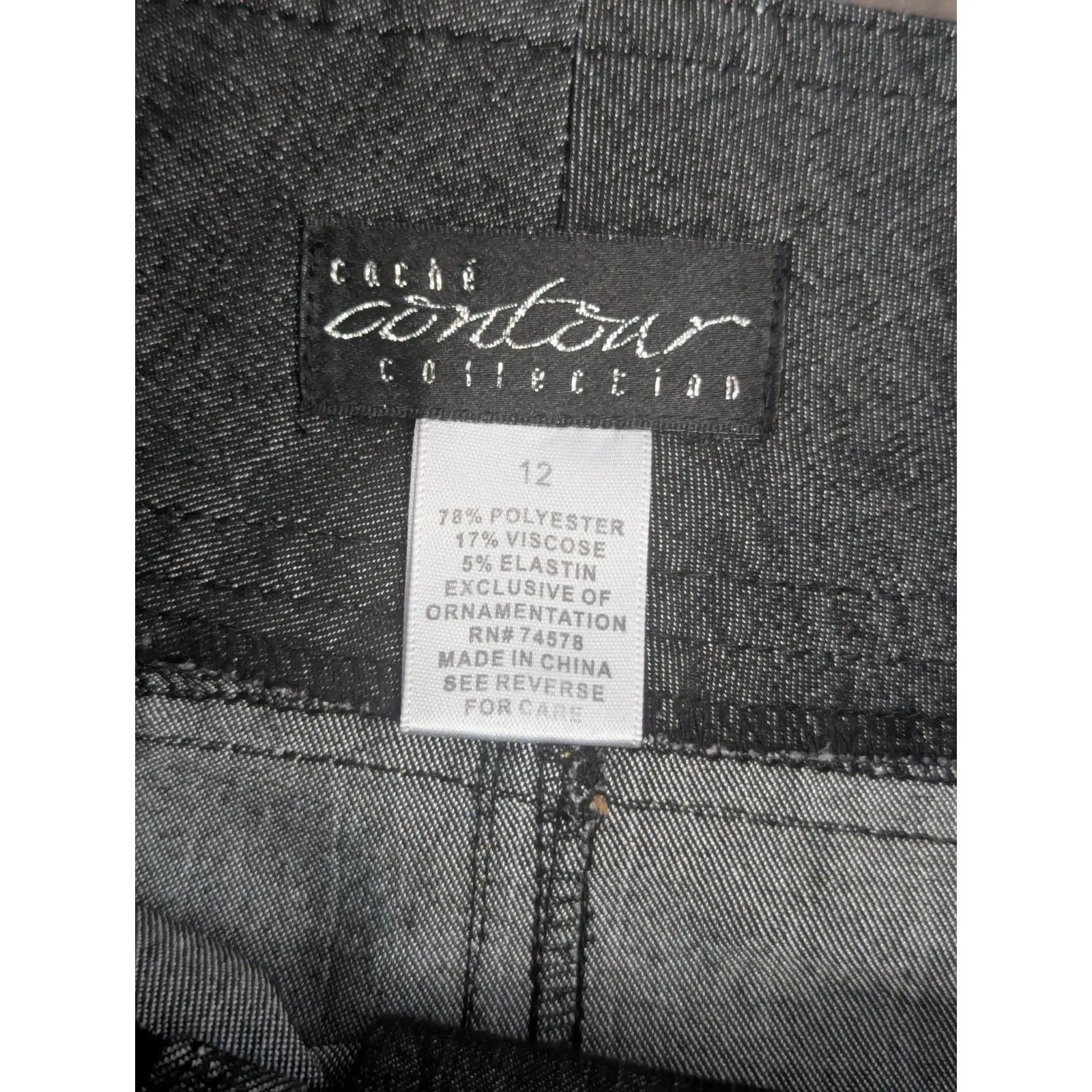 CACHE CONTOUR Dark Wash Denim Midi Pencil Skirt Size 12 Vintage 90s - Image 4