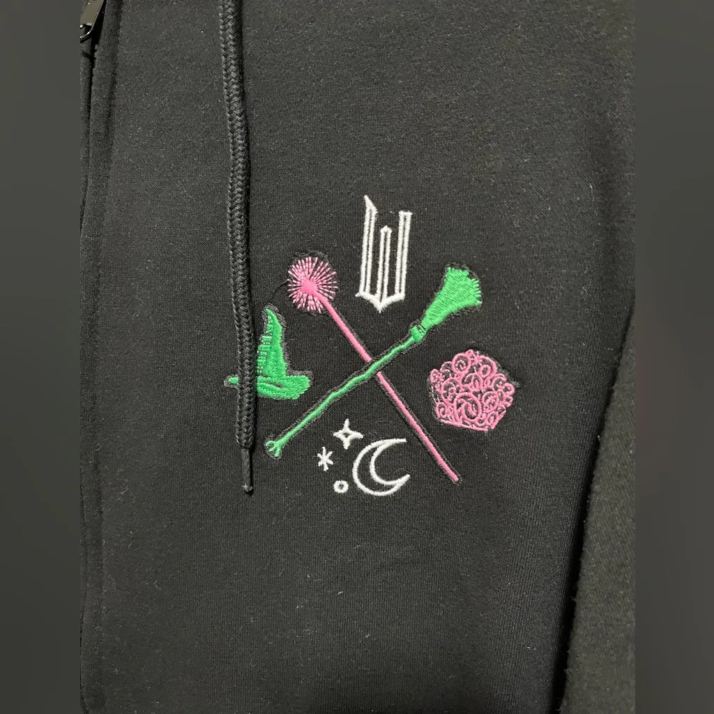 WICKED Unisex Black Full Zip Hoodie Sweatshirt Adult Sz S NWT Universal Studios - Image 3