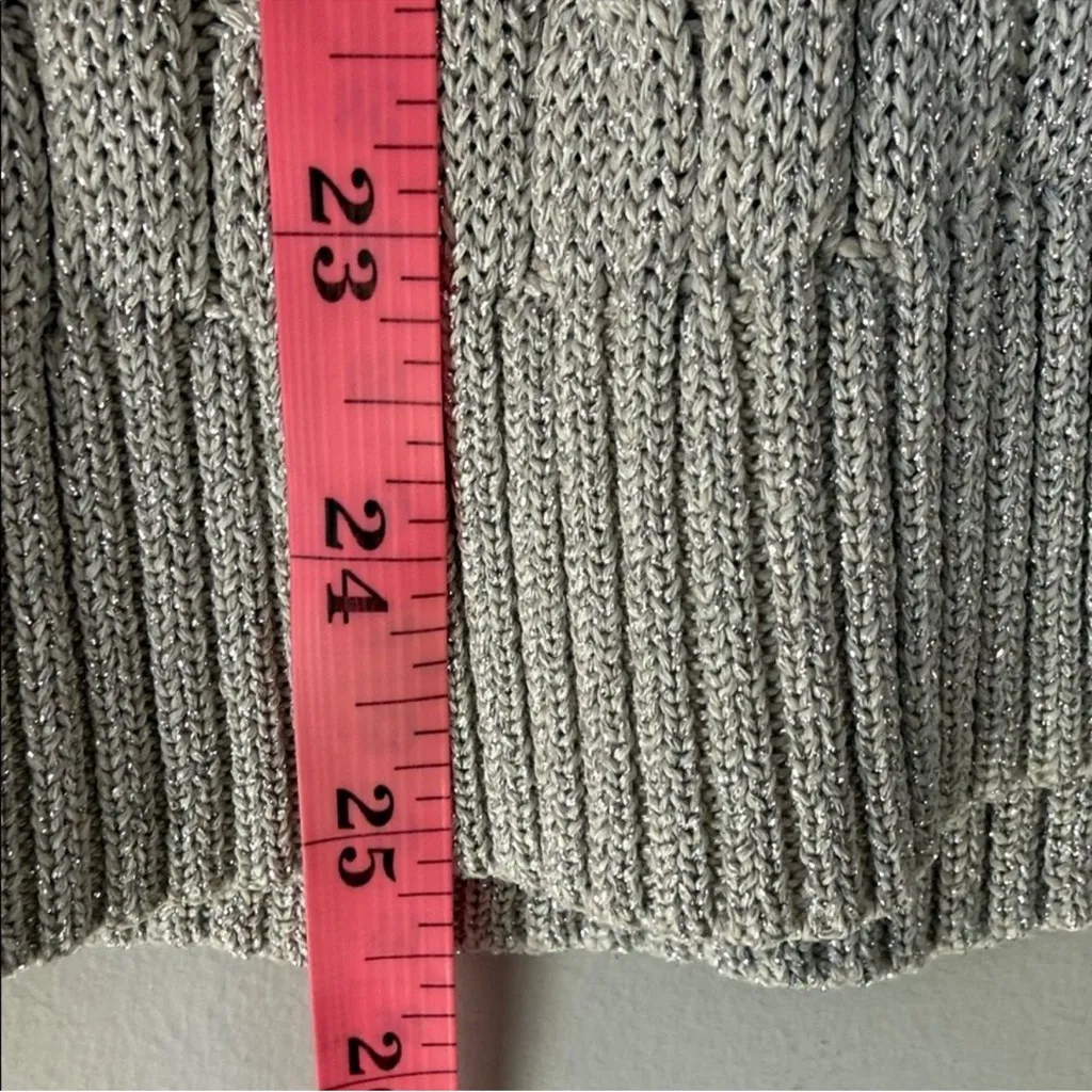 Lauren Ralph Lauren Medium Green Label Silk Blend Metallic Silver Sweater - Image 7