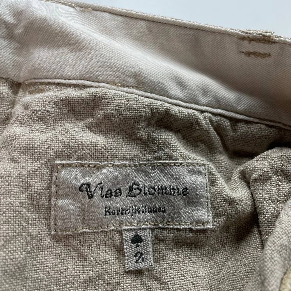 Vlas Blomme Pants Womens Medium Tan Linen Japan Lagenlook Linen Rustic Relaxed - Image 3
