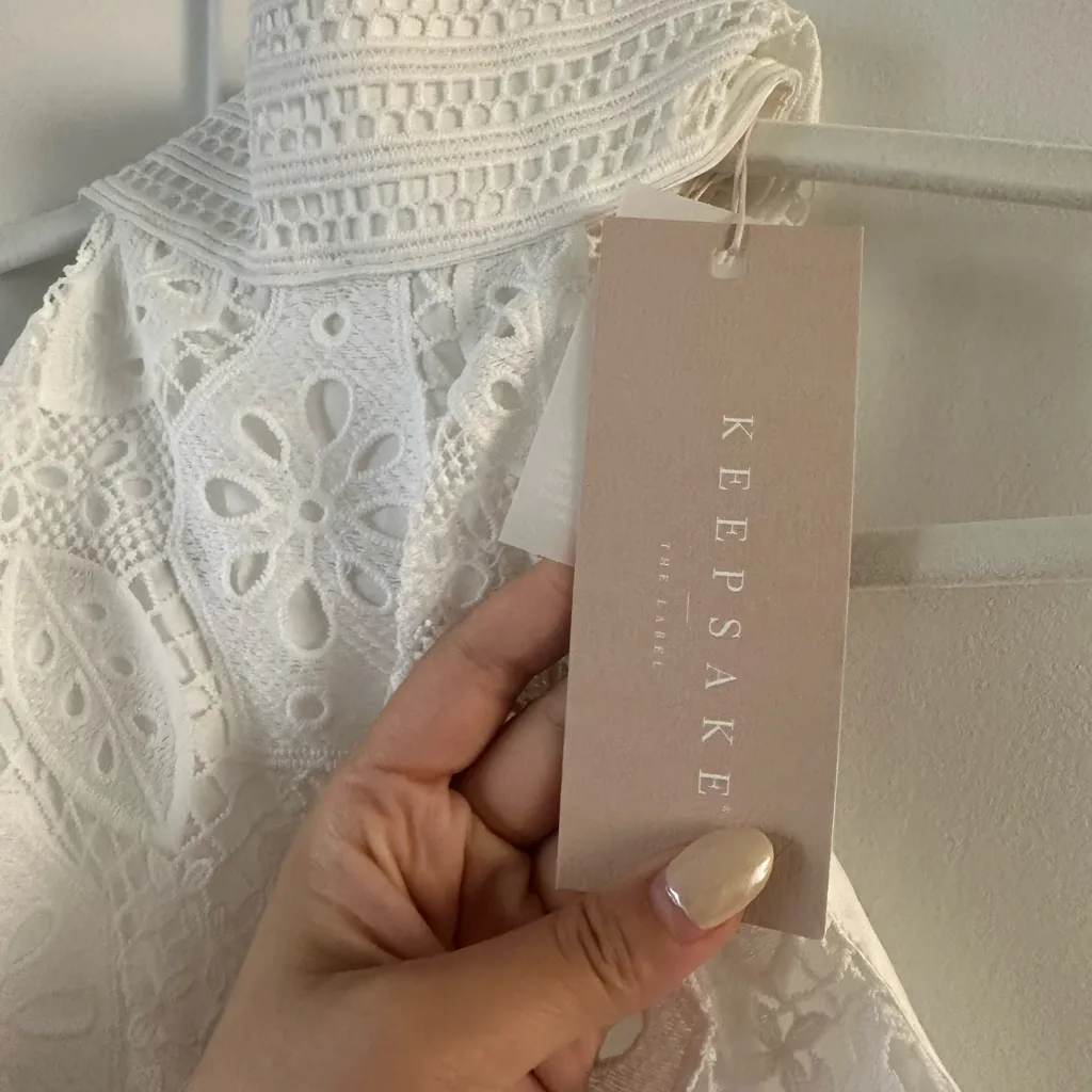 Keepsake White Halter Lace Jumpsuit Size M - Image 10