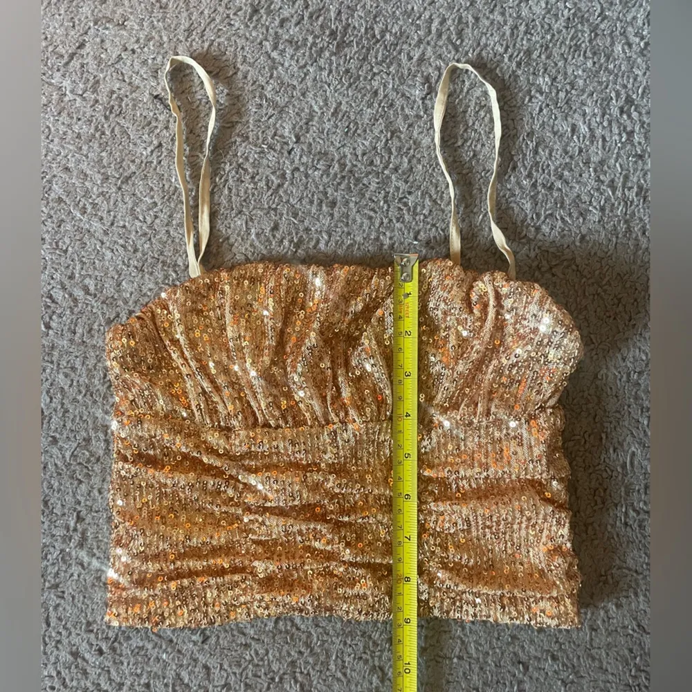 NWOT Free People Gold Ta Da Sequin Embellished Crop Top Detachable Straps XSMALL - Image 8