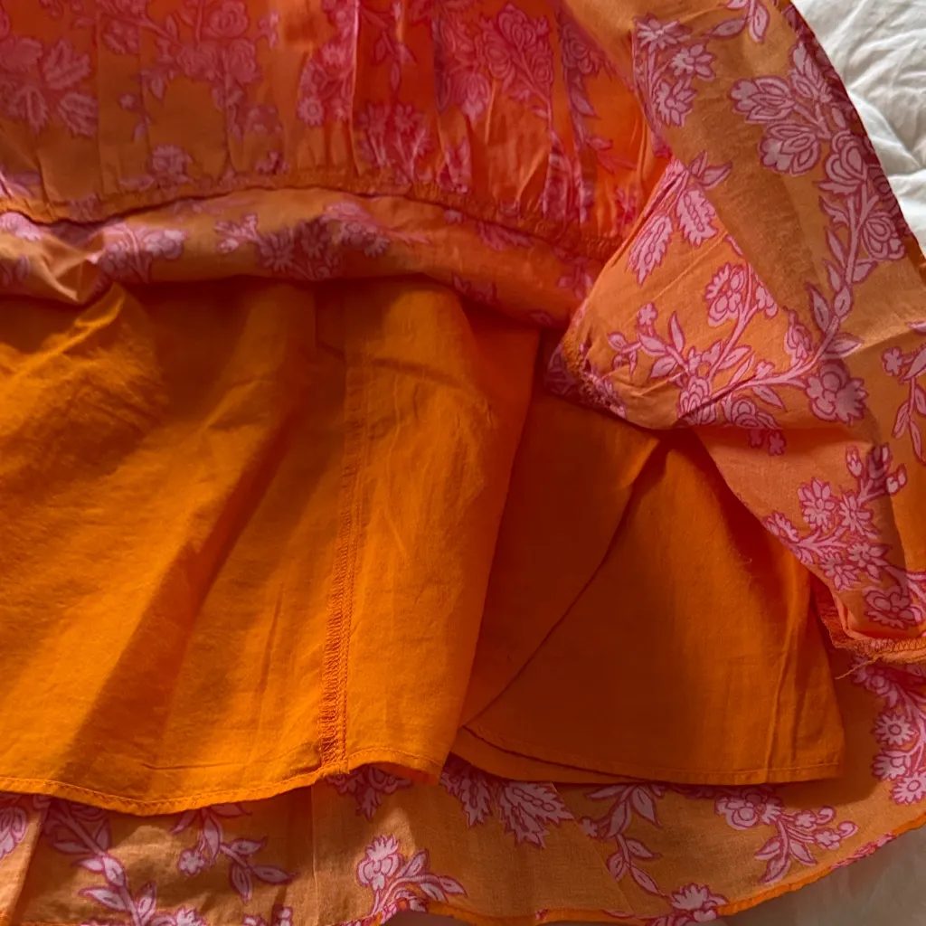 J Crew Vibrant Orange and Pink Floral Tank and Skirt Set - Image 8