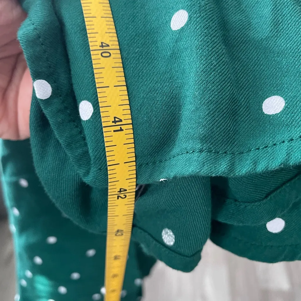 Old Navy A Line Dress Woman medium Green Polk A Dot With Tassel Tie - Image 3
