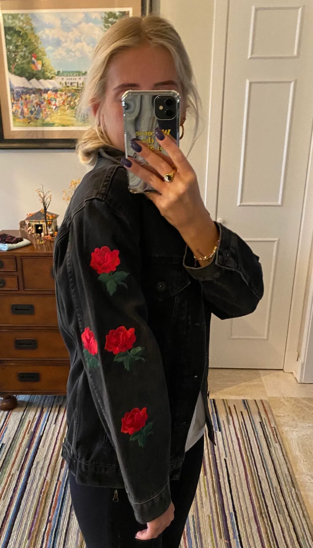 LF Roses Dark Grey Jean Jacket - Image 4