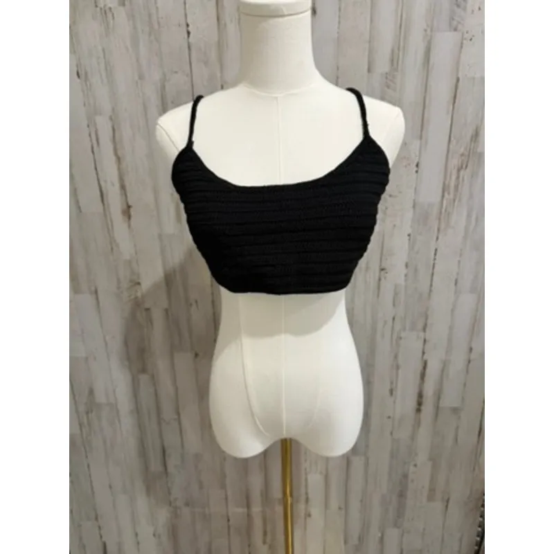 NWT SKIMS Cropped Cami Top Womens 4XL Black Tie-Back Spaghetti Straps - Image 2