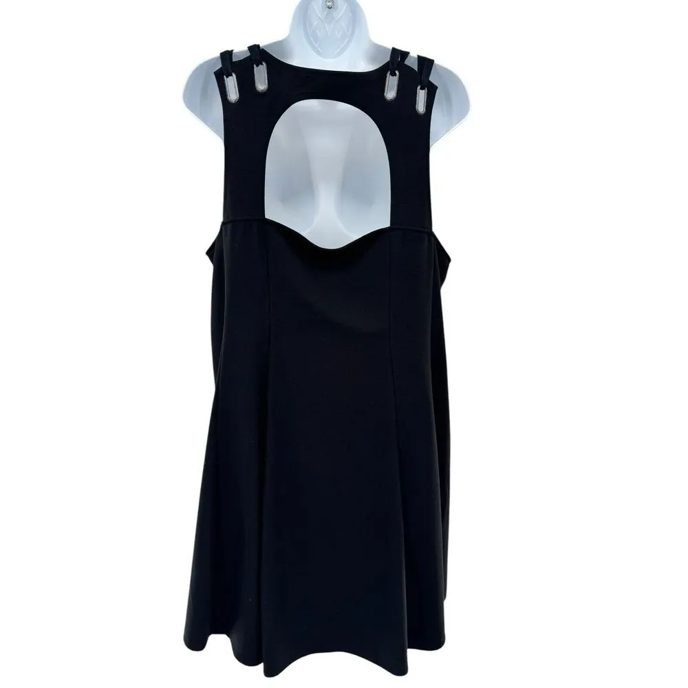 Free People Women's‎ Large Baby Love Trapaze Open Cut Out Back Black Swing Dress - Image 5