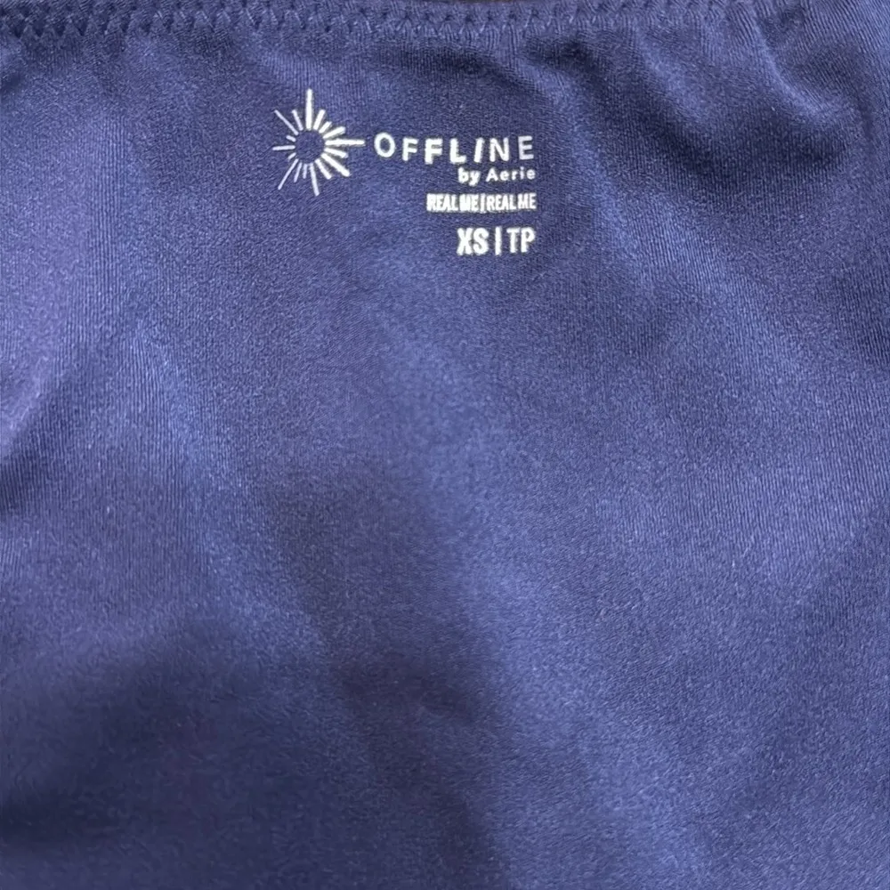 Aerie OFFLINE Real Me Ruched Blue Exercise Crop Top Swim Top Size XS - Image 7