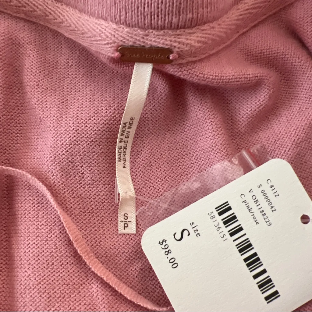 Free‎ People Women’s Light Magic Henley Top Balloon Sleeve Pink Multicolor FLAW - Image 8