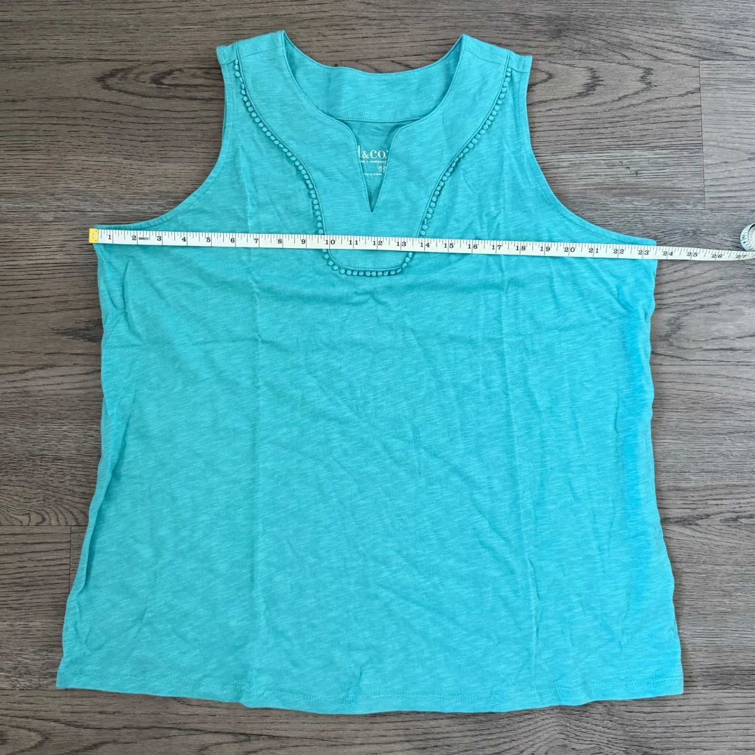 Denim & Co. Linen Blend Split Neck Tank with Picot Trim - Image 5