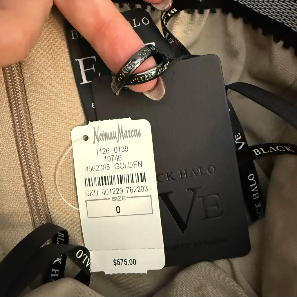 Black Halo Eve By Laurel Berman Jonas Strapless Gown Golden Dust 0 - Image 5