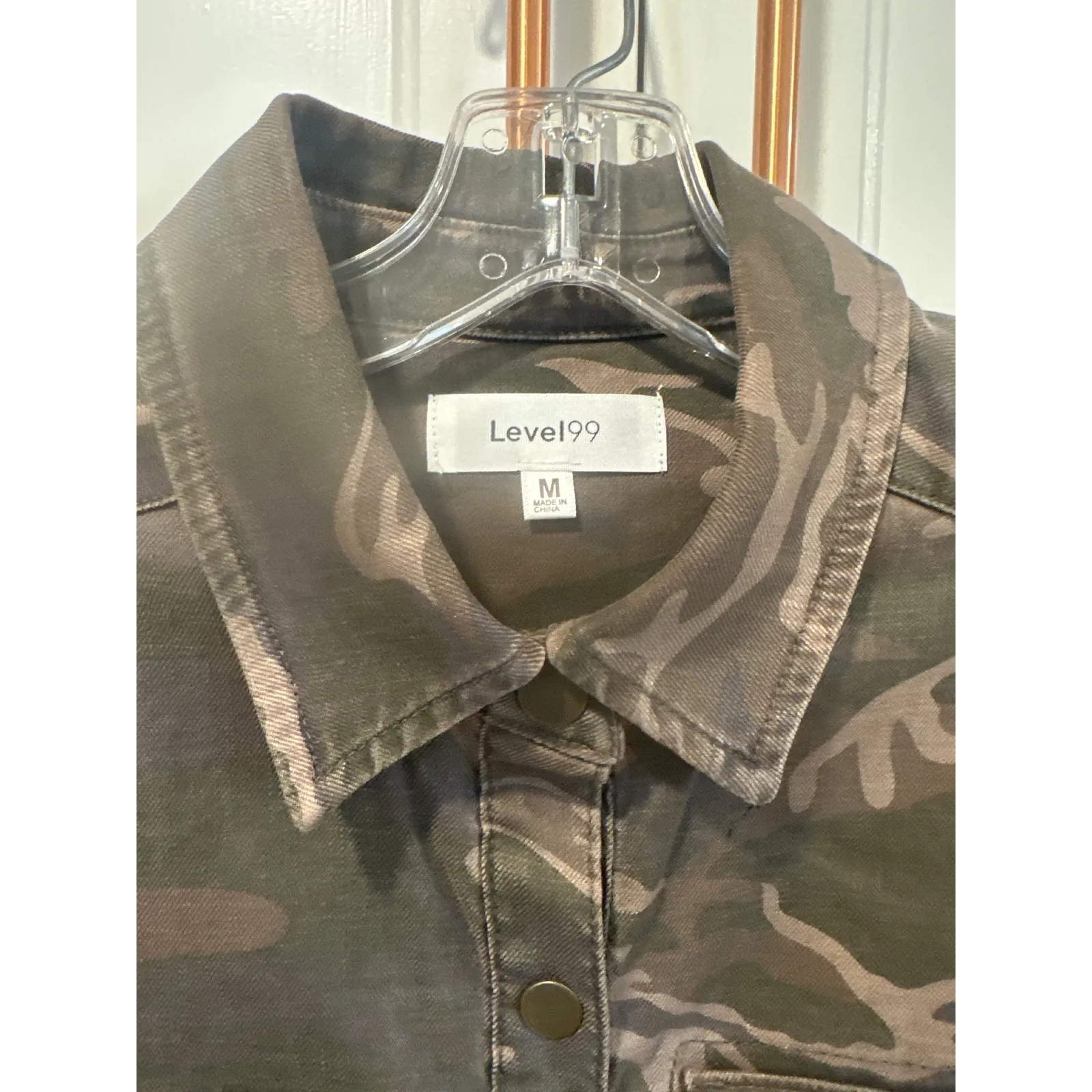 Level 99 Desert Camo Utility Jacket Button Down Size M Linen Blend boho western Brown Size M - Image 2