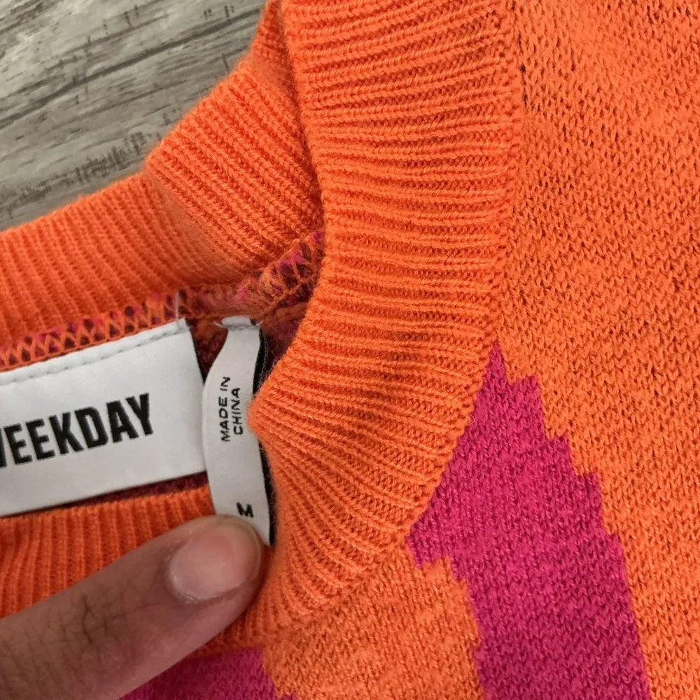 Weekday Maya Jacquard Knit Top Abstract Print Long Sleeve Sweater Size M - Image 7