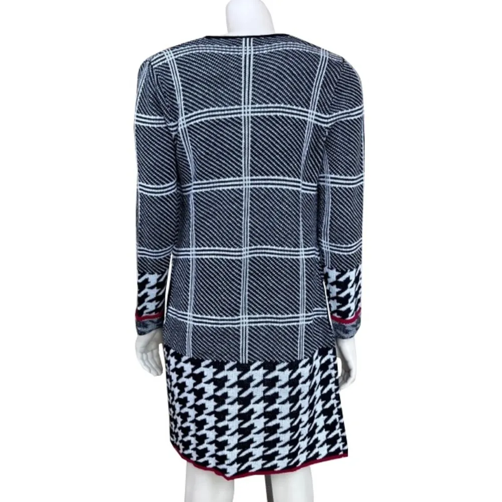 Gramercy 22 Black and‎ White Mixed Print Knit Open Long Cardigan Sweater Size XS - Image 2