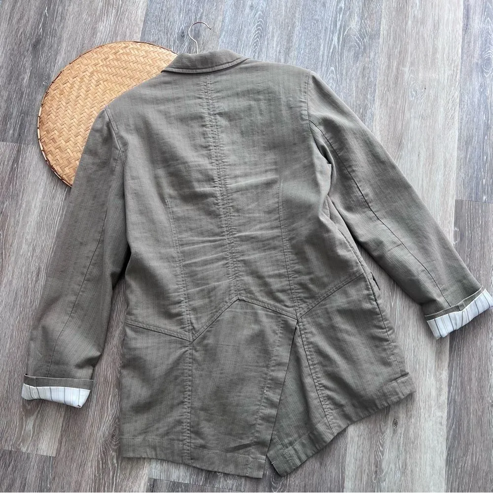 Peruvian Connection  linen blend striped blazer‎ lagenlook style Women’s Size 12 - Image 6