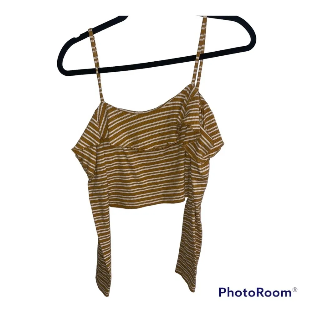 Forever 21 Yellow Striped Cropped Long Sleeve - Image 2