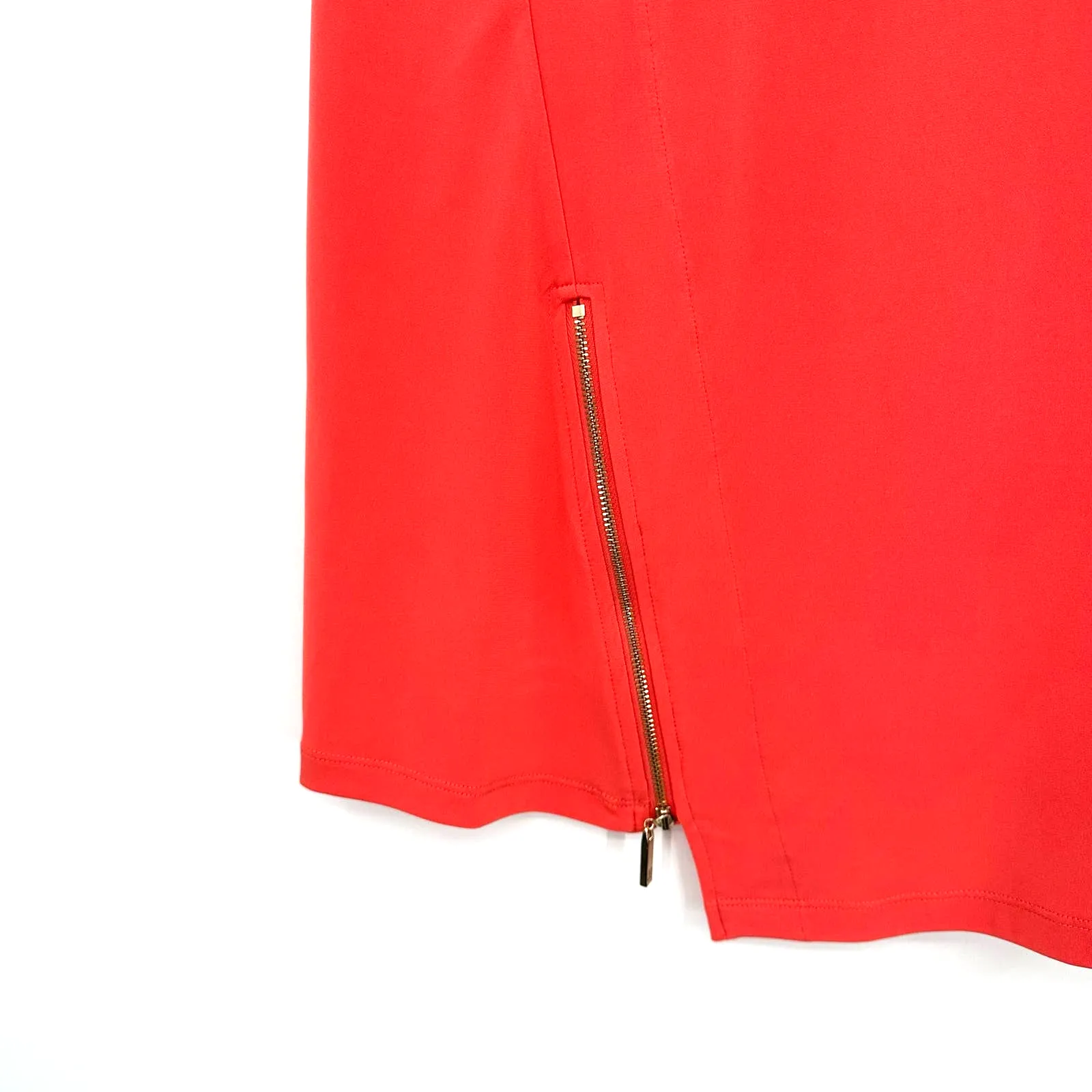 Ivanka Trump size medium short‎ sleeve blouse top shirt coral color zip detail - Image 3
