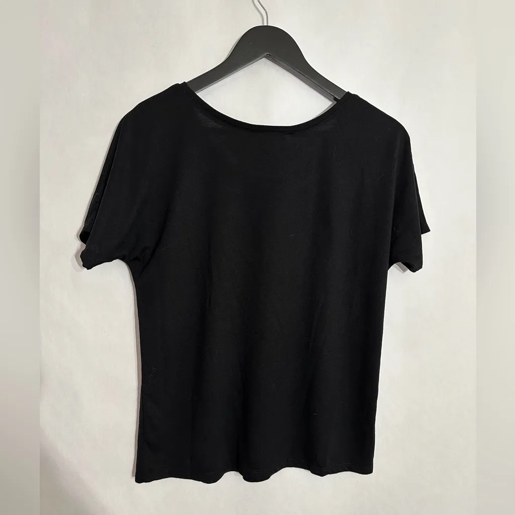 Rebecca Minkoff Black Graphic Tee “Holy Chic” Women’s Small Minimalist Luxury - Image 3