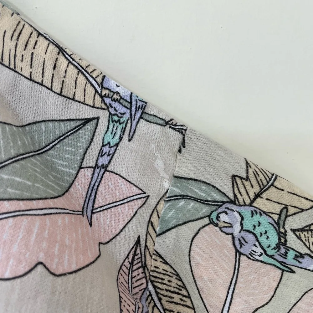 Vintage Tropical Floral Bird Print Button Up Shirt Collared ~ Women’s Size XXL - Image 10