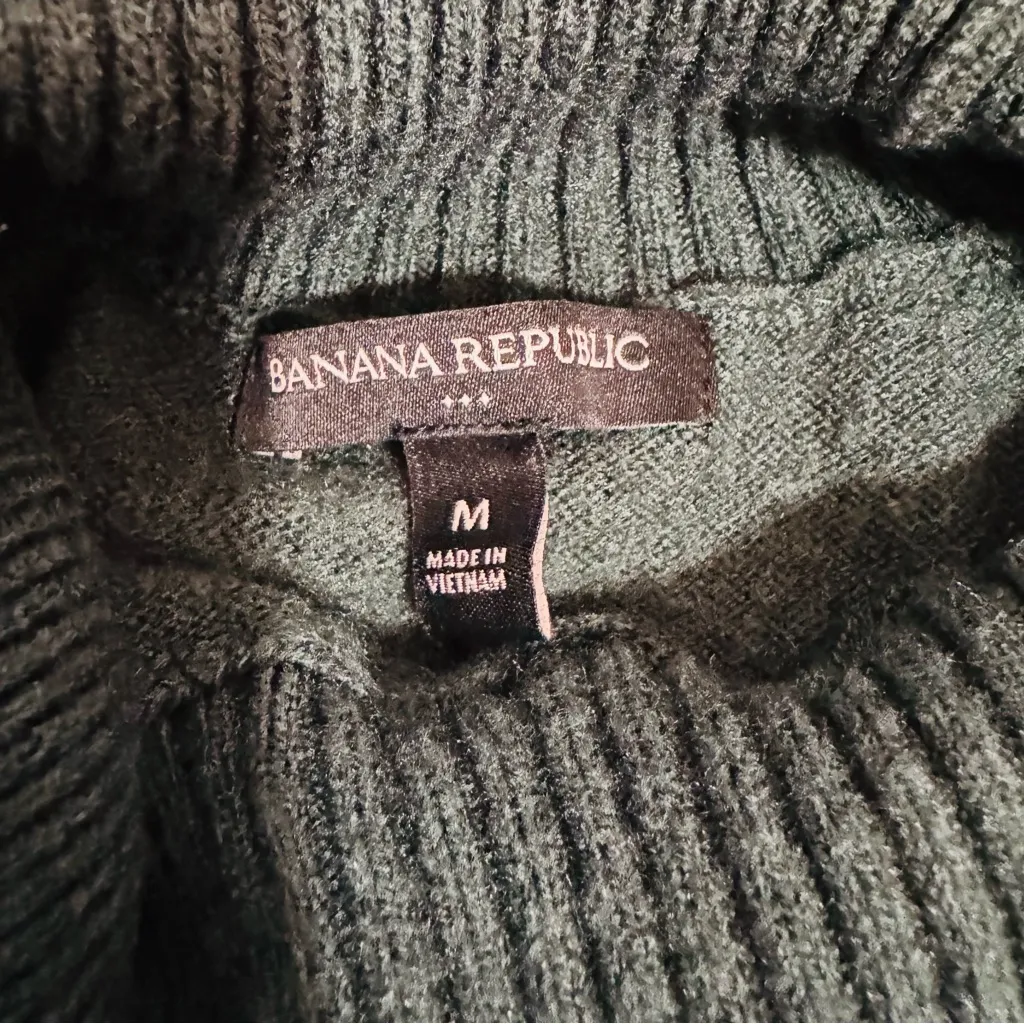 Banana Republic Women Dark Green Turtleneck Long Sleeve Cozy Sweater Size M - Image 13